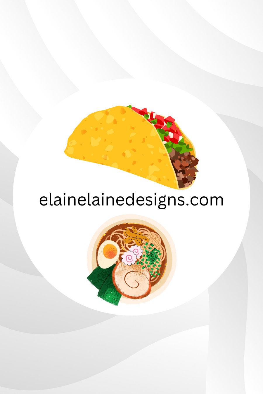 Tennis Spin Stickers – Fast Food Theme (Sushi or Hamburger, Instant Noodles or Pasta, Tacos or Ramen, Pancakes or Pizza), Tennis Butts, Tennis Party, Pickleball Stickers, EED-SPIN-111