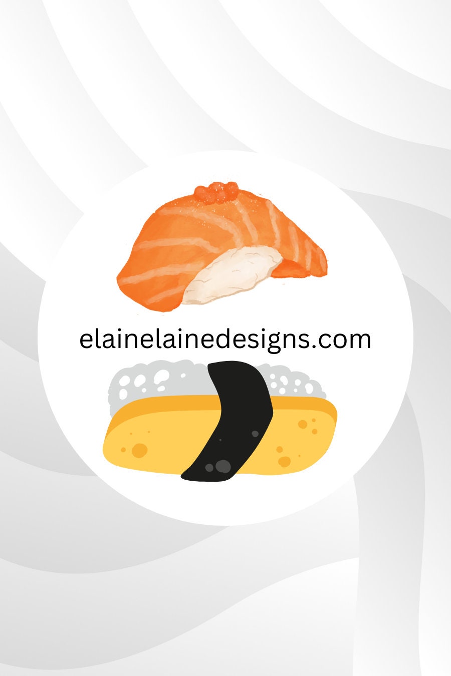 Tennis Spin Stickers – Japanese Food / Sushi Theme (Salmon or Tamago, Ebi or Red Tuna, Ikura or Ginger/Wasabi, Salmon Roll or Unagi),Tennis Stickers, Tennis Butts, Tennis Party, Pickleball Stickers, EED-SPIN-194