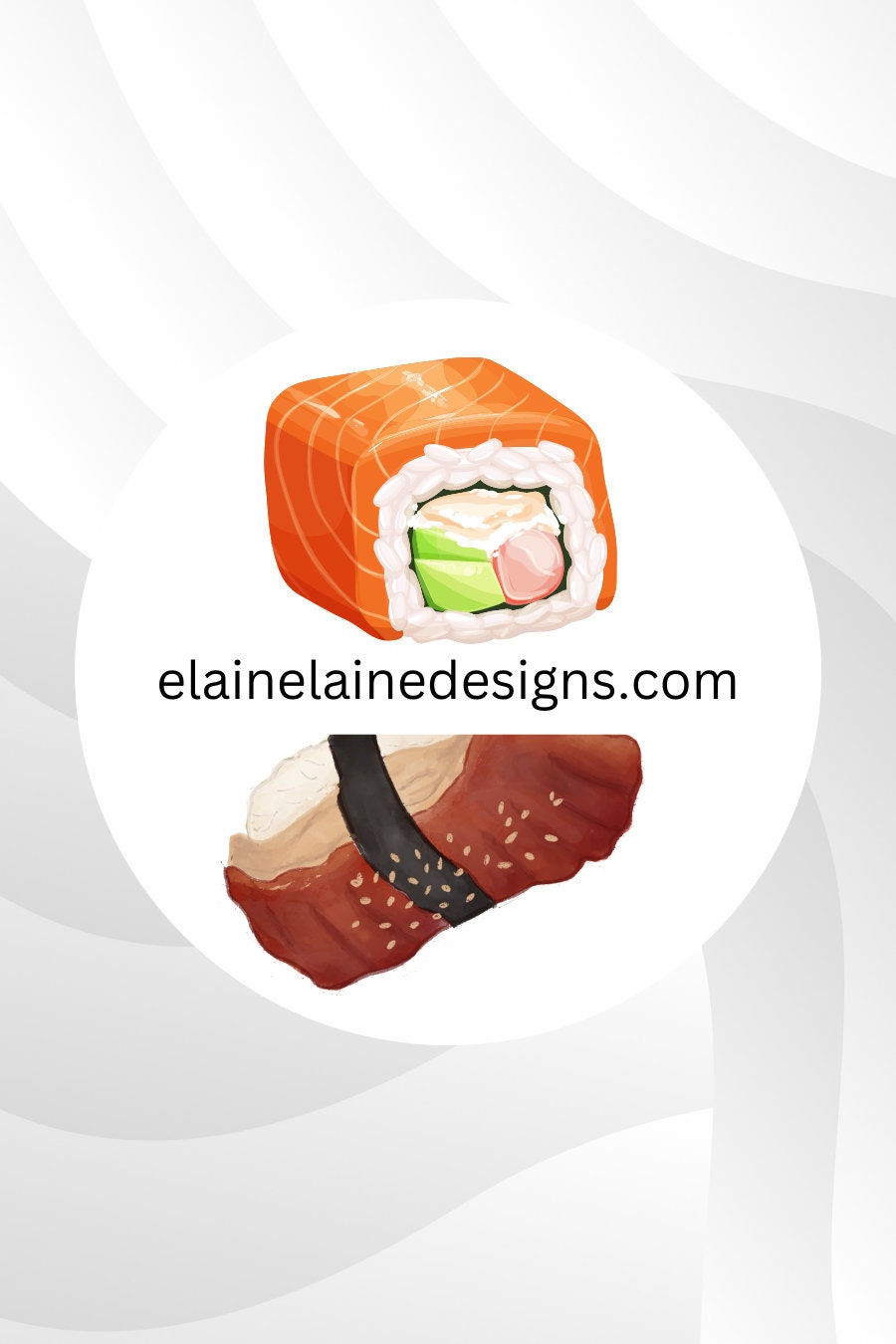 Tennis Spin Stickers – Japanese Food / Sushi Theme (Salmon or Tamago, Ebi or Red Tuna, Ikura or Ginger/Wasabi, Salmon Roll or Unagi),Tennis Stickers, Tennis Butts, Tennis Party, Pickleball Stickers, EED-SPIN-194