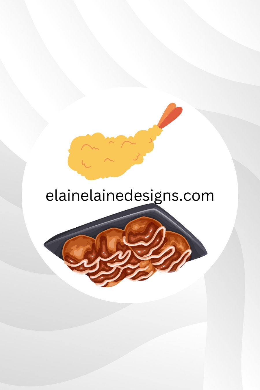 Tennis Spin Stickers – Japanese Food / Sushi Theme (Uni or Nigiri, Tuna Roll or Kani, Tempura or Takoyaki, Taiyaki or Matcha), Tennis Butt Stickers, Tennis Party, Tennis Favors, Pickleball Stickers, EED-SPIN-195