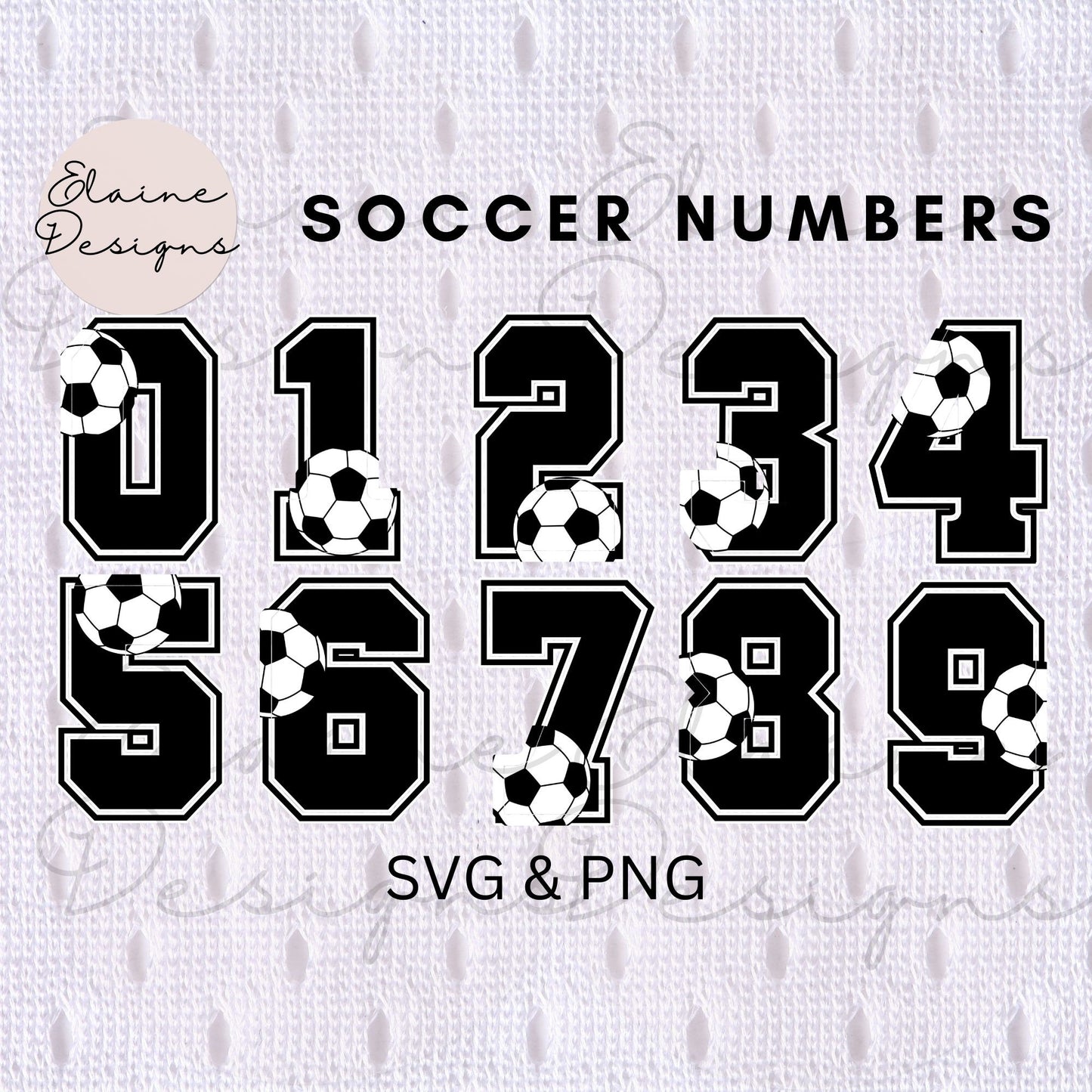 Soccer or Football Varsity Numbers 0-9 | Grunge Sports Numbers with Soccer Ball or Football | PNG Digital Download, EED-N-401