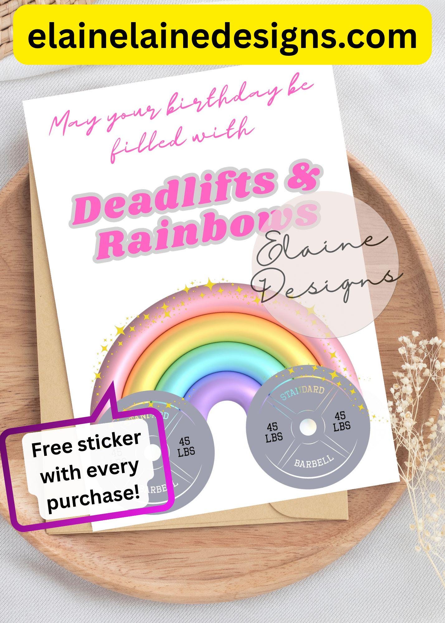 Hyrox Birthday Card – CrossFit and Fitness Greeting with Rainbow and Barbell, EED-CARDS-52