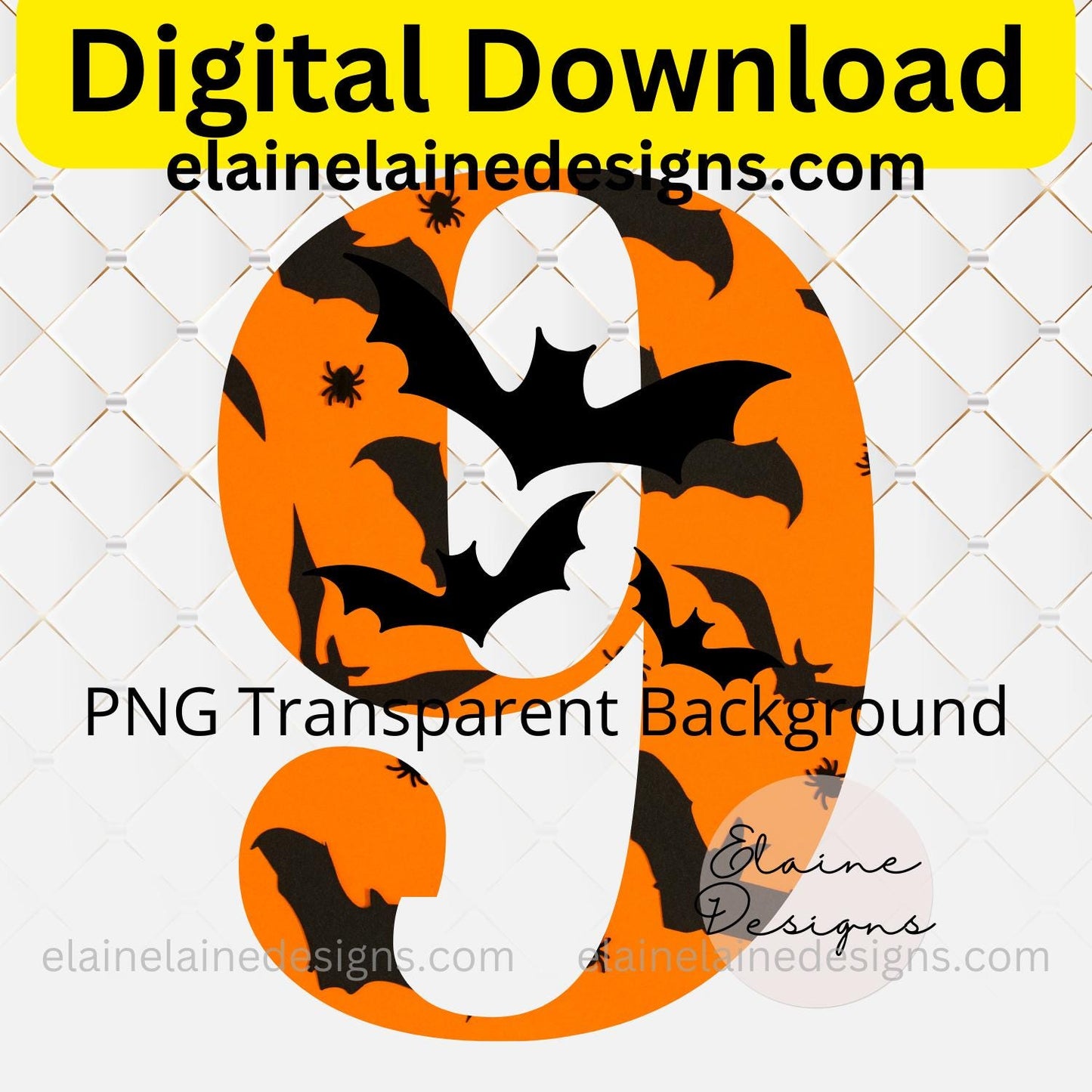 Spooky Halloween Numbers Clipart – Orange Numbers with Bats (Digital Download), PNG, Halloween Clipart, EED-N-566