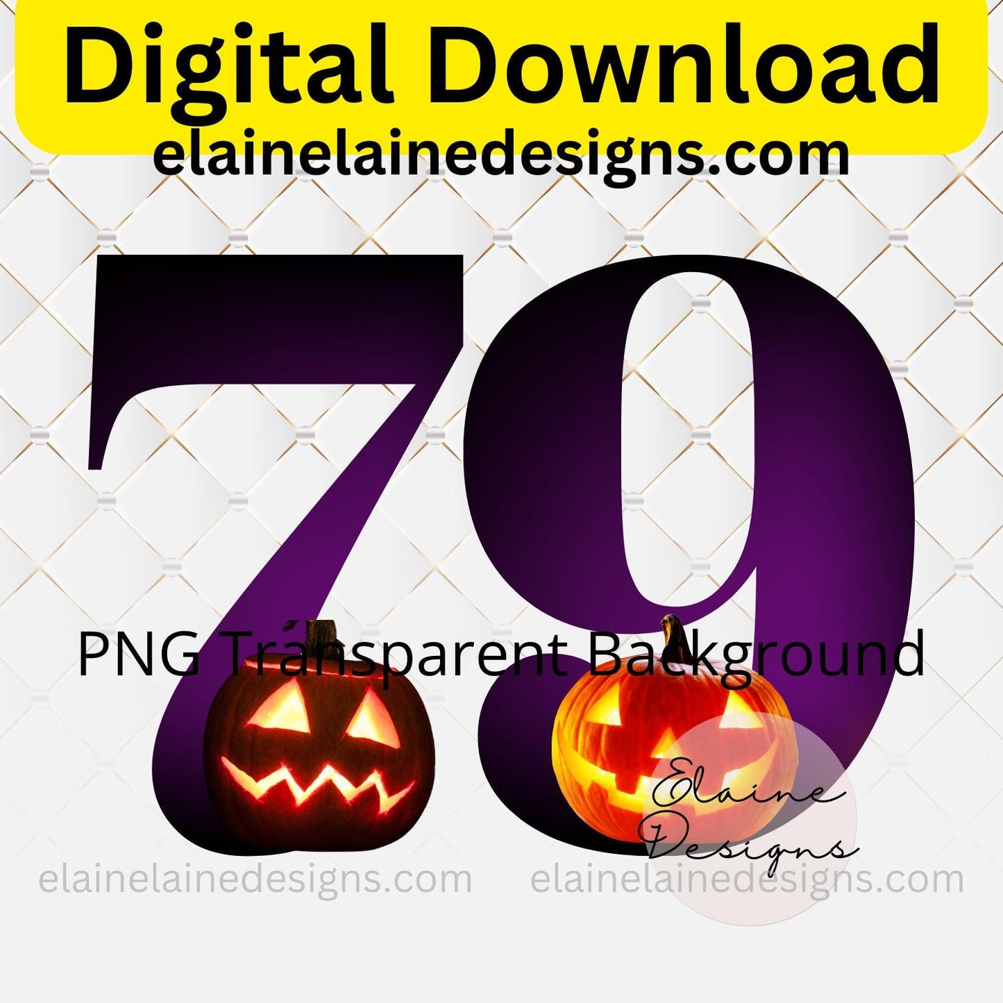 Halloween Numbers Clipart – Purple Numbers with Jack-O’-Lanterns (Digital Download), PNG, EED-N-564