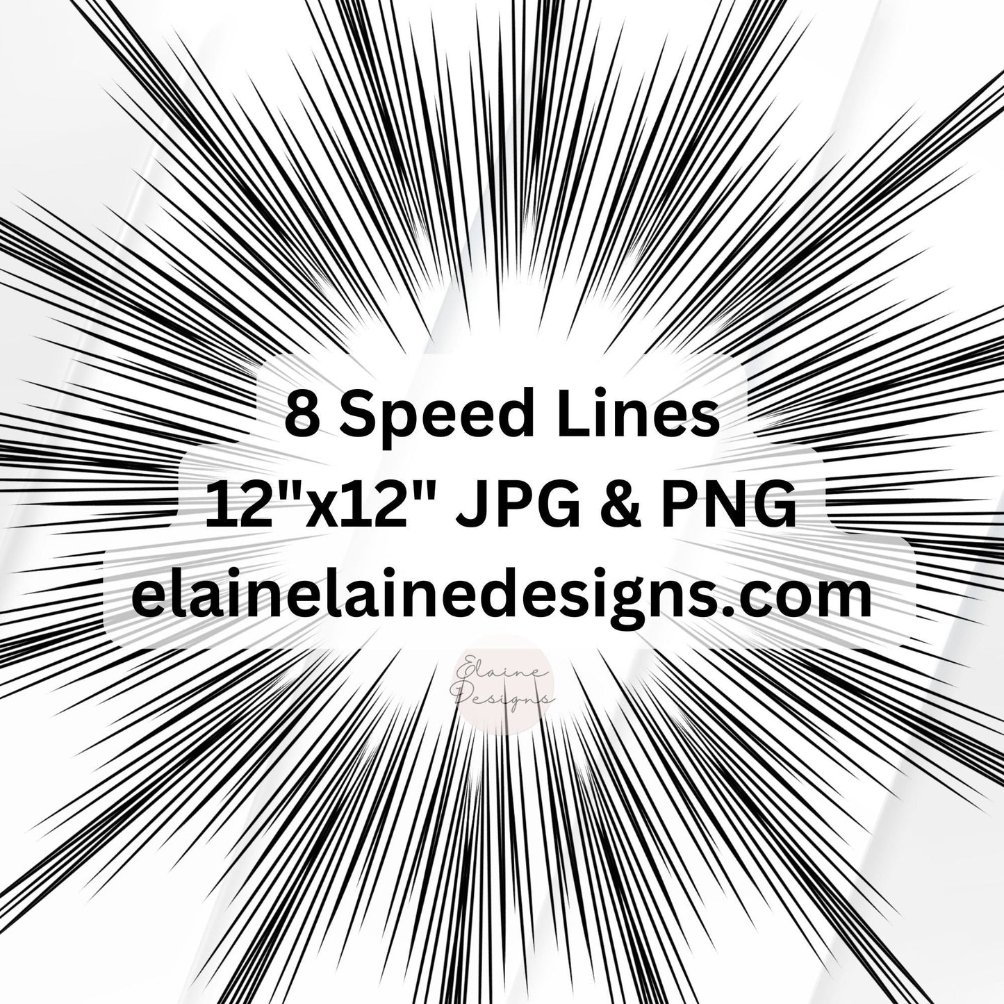 Hand-Drawn Speed Line Bundle – 8 Comic Book Speed Lines | Digital Download PNG & JPG, EED-Lines-399