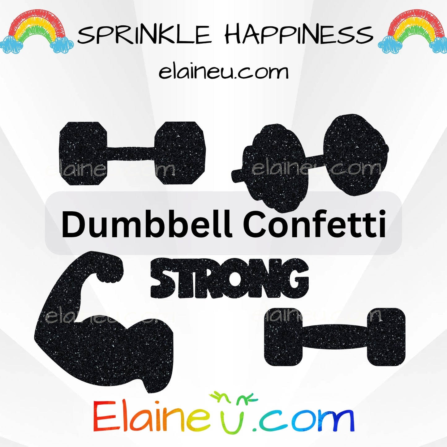 Dumbbell Confetti – Fitness Party Decor with Muscle Flexing and Strong Glitter Shapes, EU-C-40