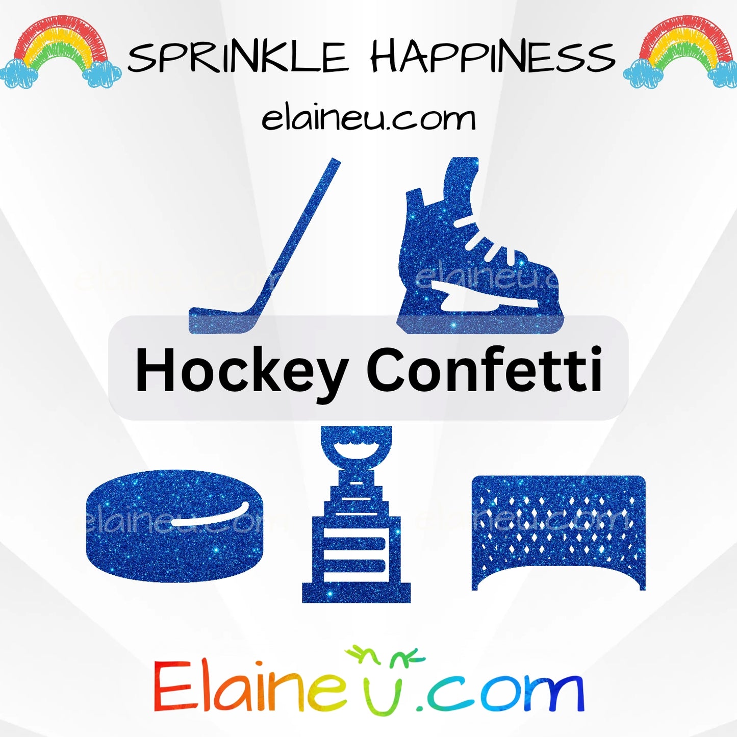 Hockey Confetti – Party Decor with Hockey Stick, Puck, Net, Stanley Cup, and Skates, EU-C-41