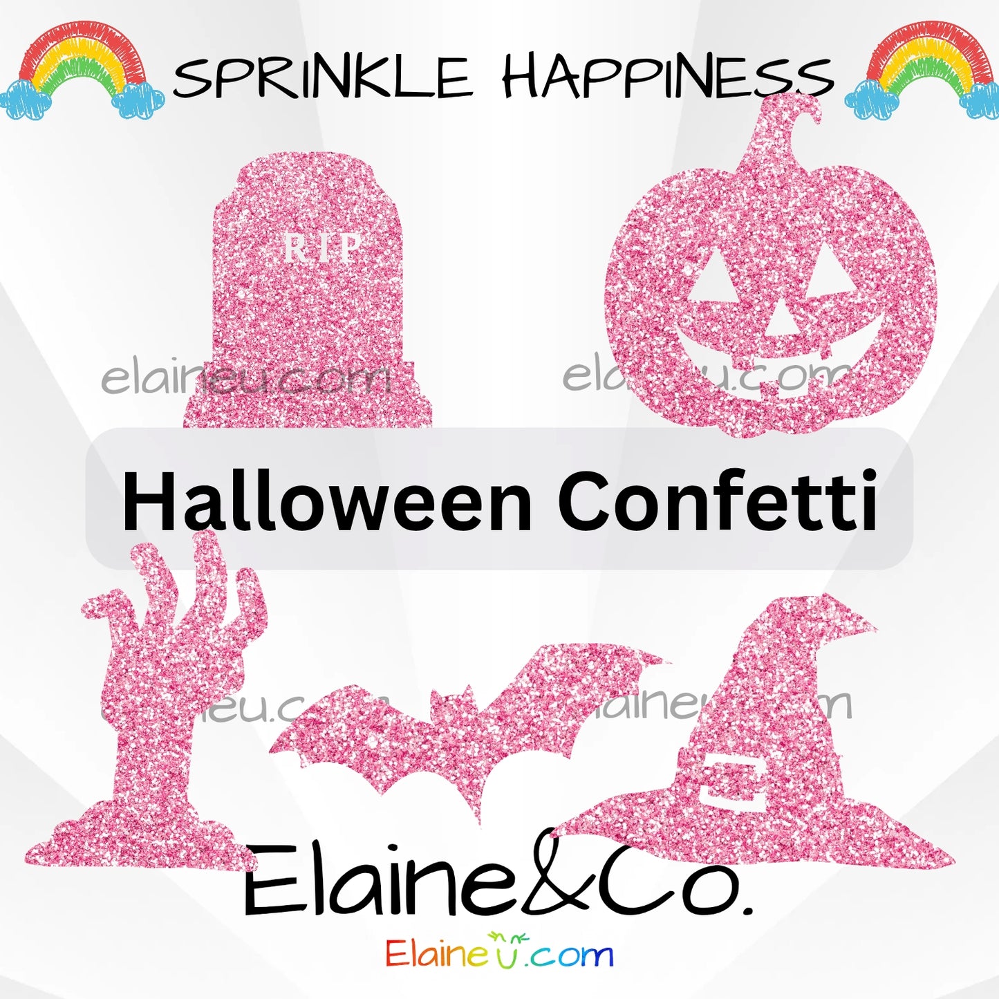 Halloween Confetti – Party Decor with Tombstone, Jack-O’-Lantern, Zombie Hand, Bat, and Witch Hat, EU-C-45