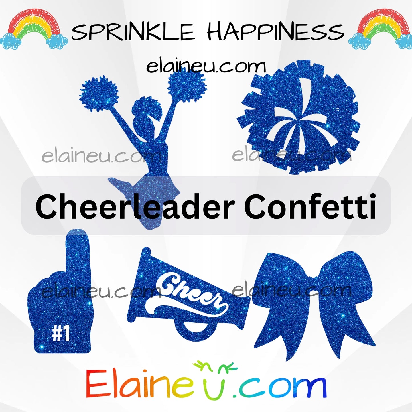 Cheerleader Confetti – Party Decor with Cheerleader, Pompoms, Speaker, #1 Hand, and Bow, EU-C-50