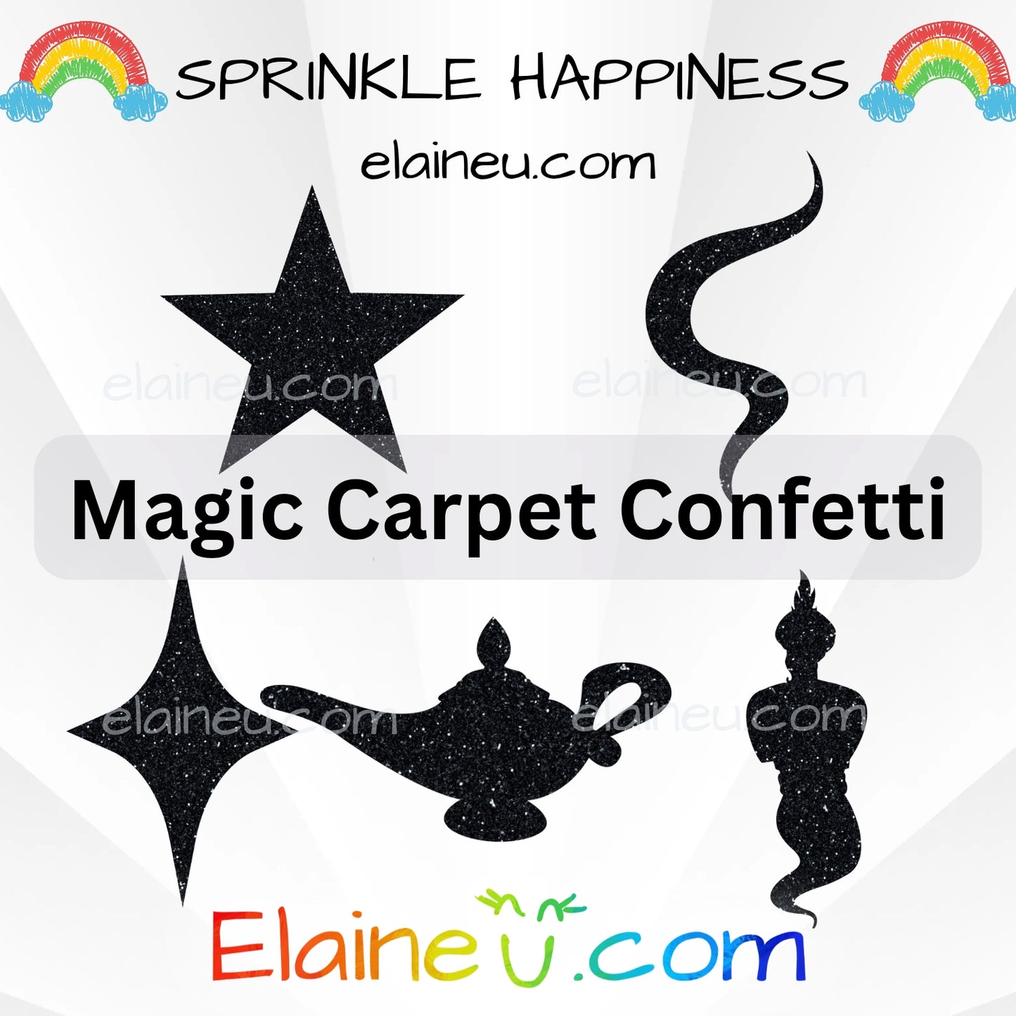 Magic Lamp Confetti – Party Decor with Genie, Lamp, Smoke, Star, and Sparkle, EU-C-57