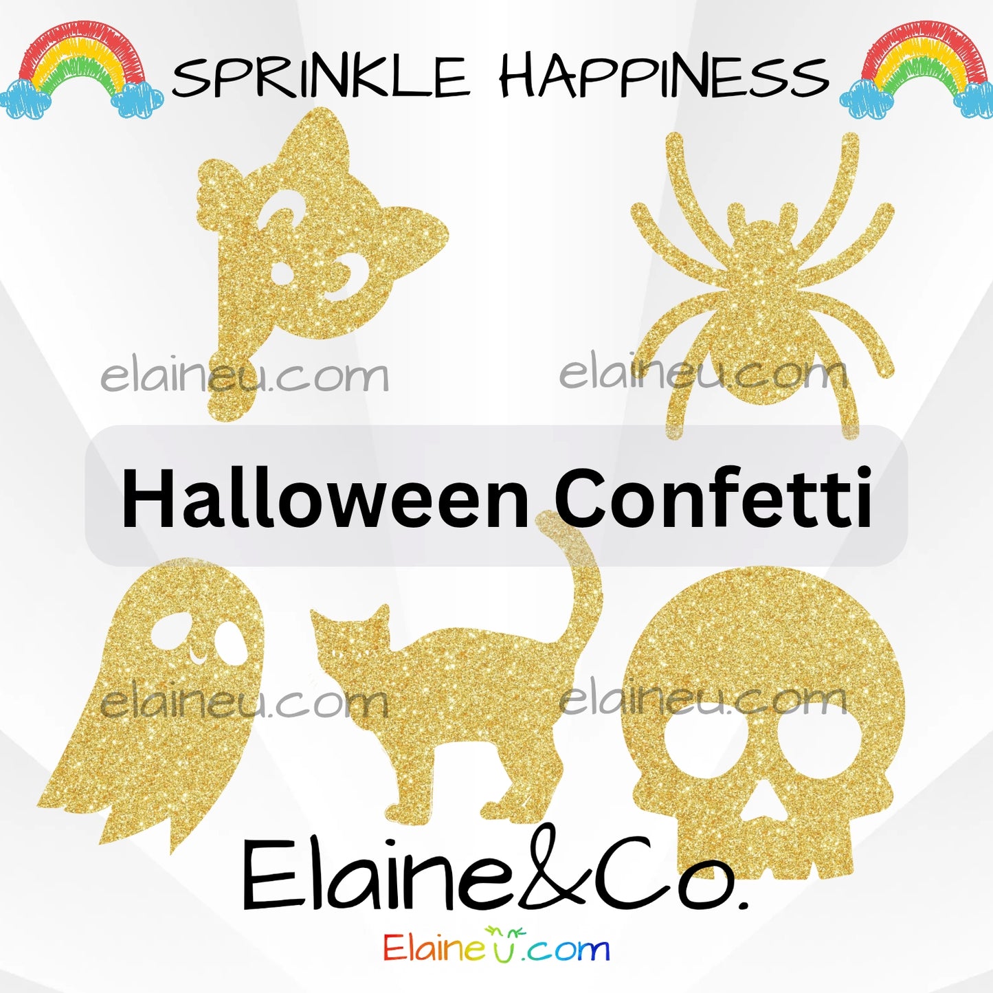Halloween Confetti – Party Decor with Cat, Ghost, Spider, and Skull Shapes, EU-C-44