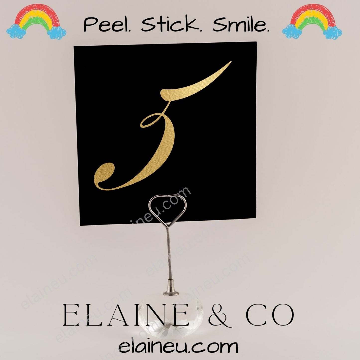 Brushed gold vinyl number decals featuring shiny metallic gold finish. Perfect for wedding table numbers, birthdays, parties, and event decor. Made from waterproof, UV-resistant vinyl. Easy to apply on glass, acrylic, or wood surfaces. Choose your quantity and customize your numbers.