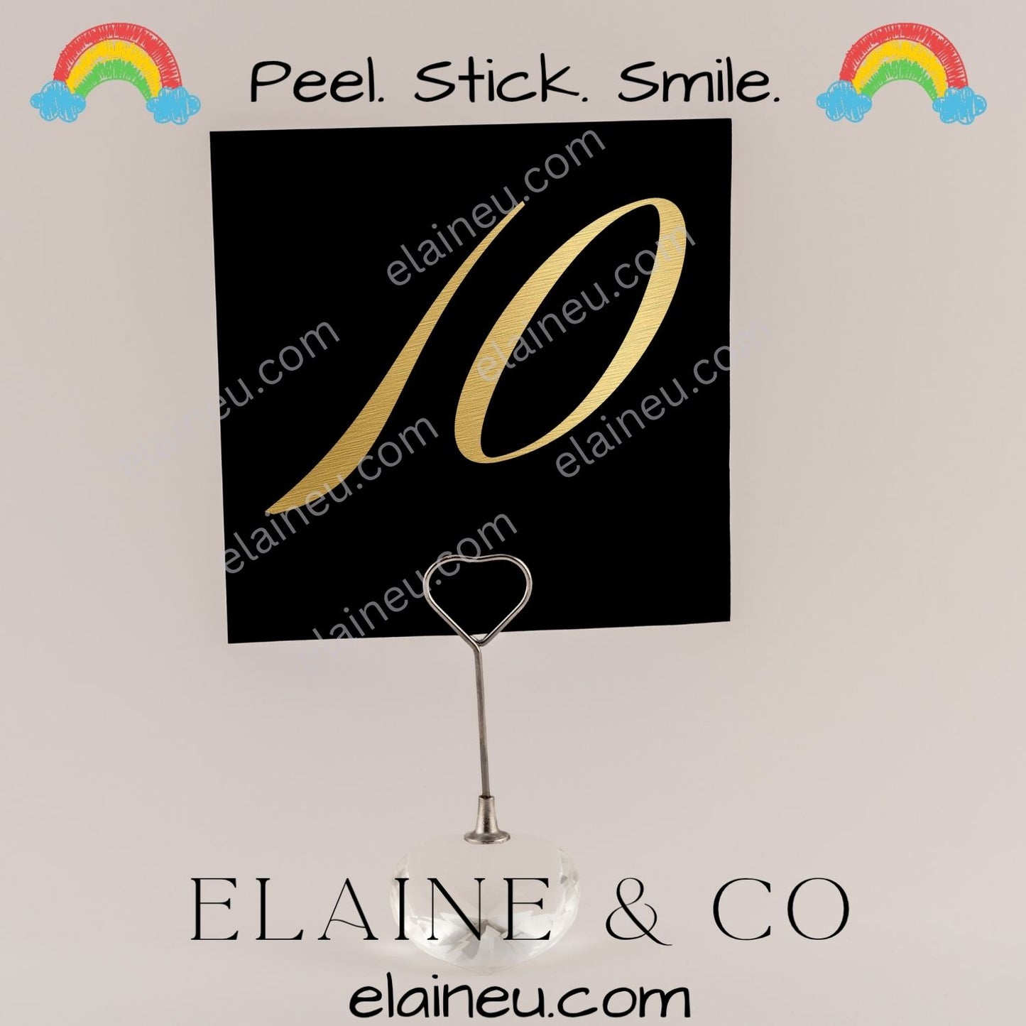 Brushed gold vinyl number decals featuring shiny metallic gold finish. Perfect for wedding table numbers, birthdays, parties, and event decor. Made from waterproof, UV-resistant vinyl. Easy to apply on glass, acrylic, or wood surfaces. Choose your quantity and customize your numbers.