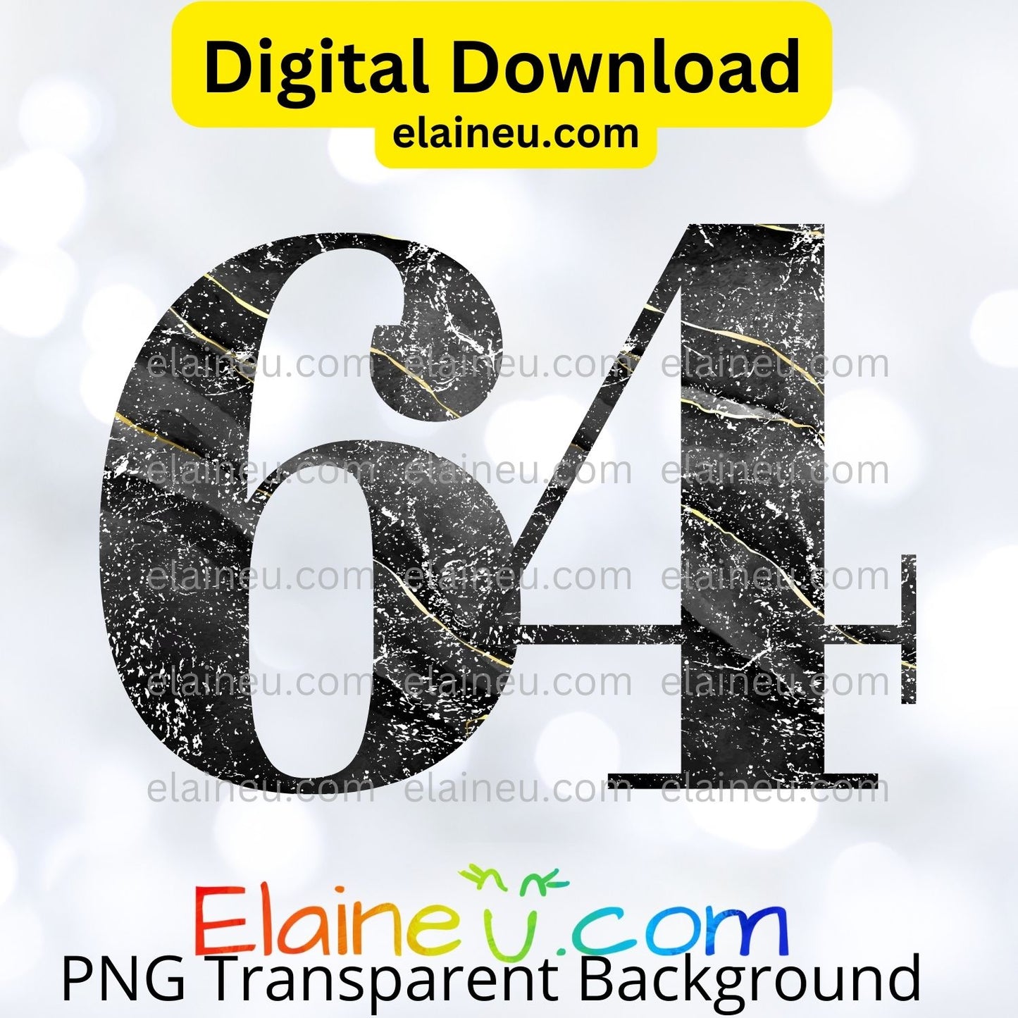 Black & Gold Distressed Marbled Numbers 0–9 | PNG & JPG | 5"x5" Digital Download, EU-N-672