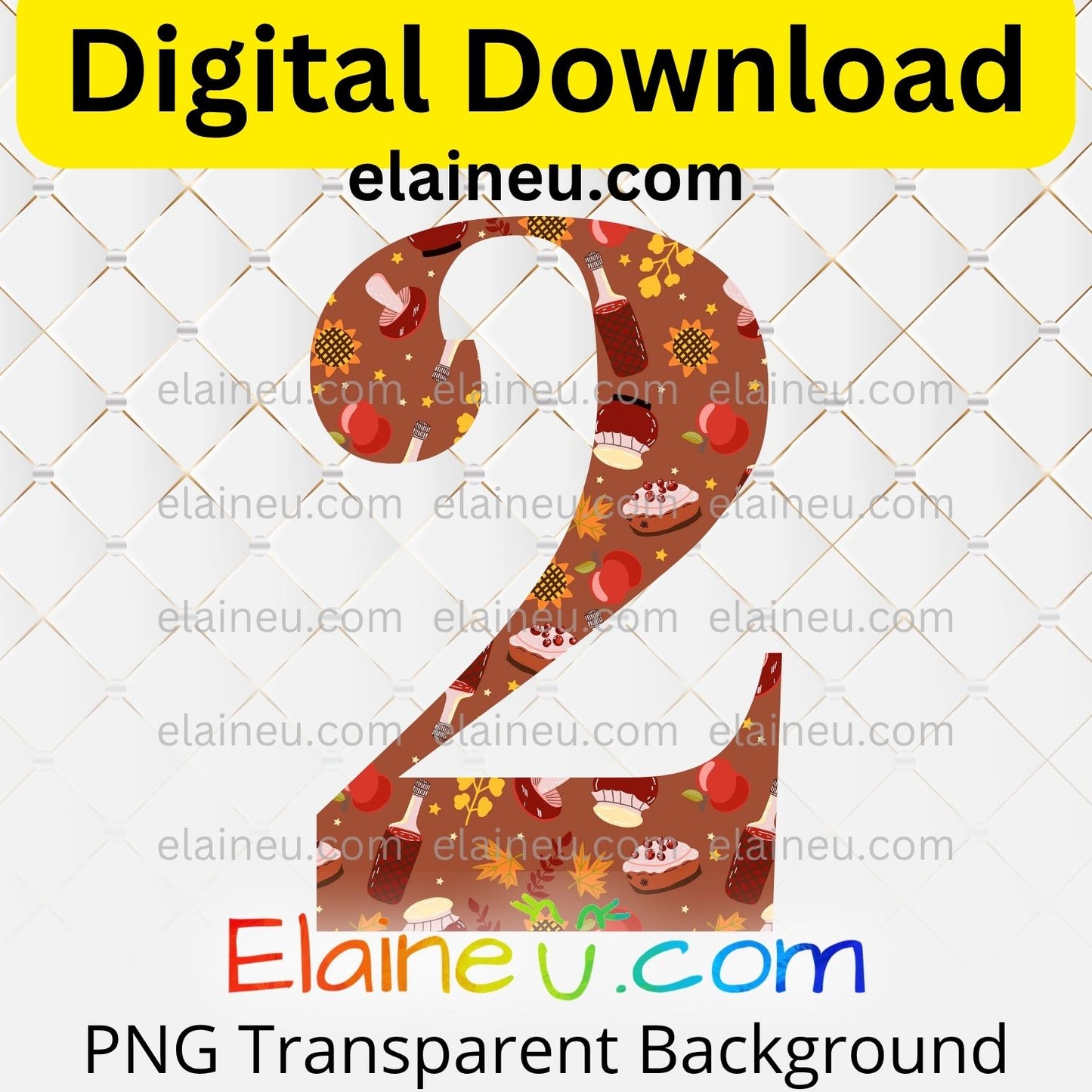 Brown Thanksgiving numbers digital download set featuring 0–9, each approx. 5x5 inches, decorated with autumn elements like sunflowers, apples, wine bottles, mushrooms, fall leaves, and pumpkin pie. High-resolution 300 DPI PNG with transparent backgrounds and JPG with white backgrounds included. Perfect for Thanksgiving party invitations, table numbers, banners, scrapbooking, journaling, DIY crafts, seasonal décor, and milestone celebrations.
