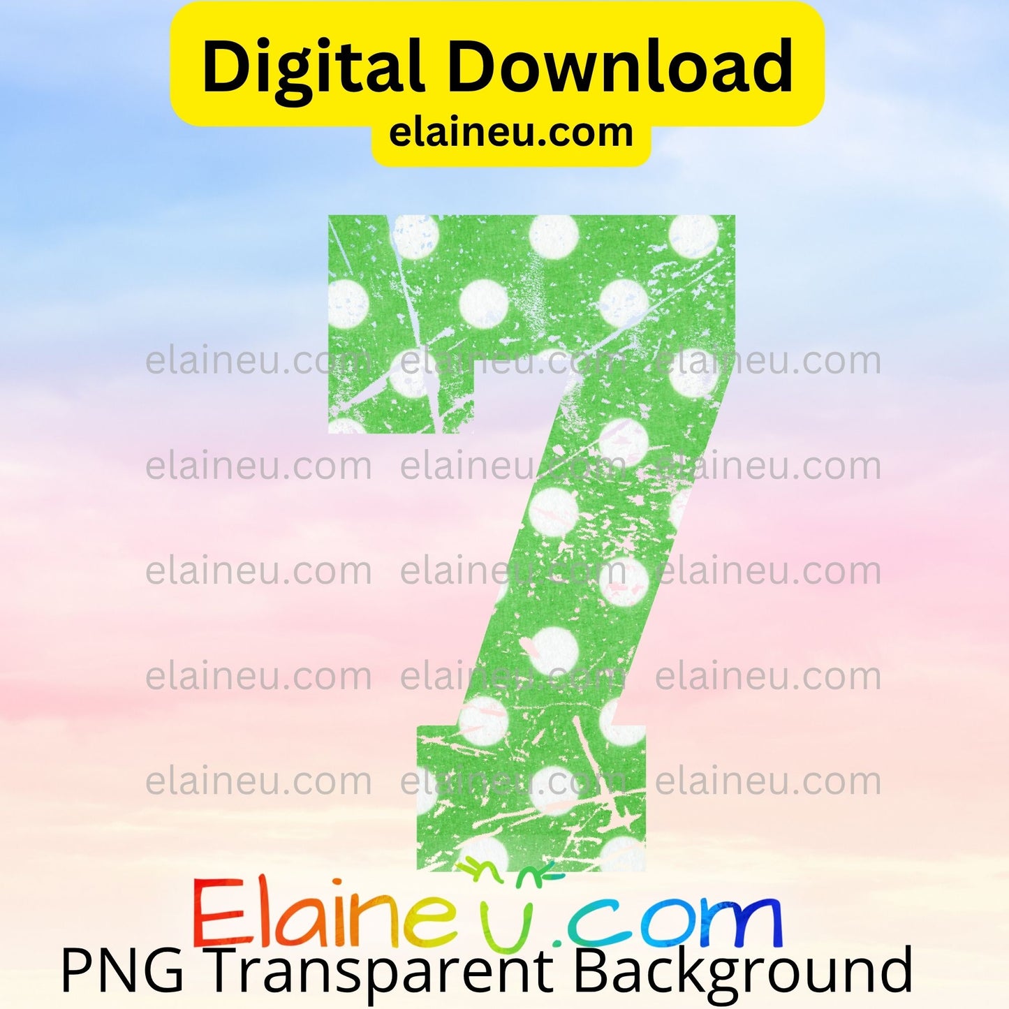 Green varsity sports numbers digital download featuring 0–9 in bright green with white polka dots and grunge distressed texture. Distressed areas are transparent to let backgrounds show through for a smooth, blended look. Includes 300 DPI PNG with transparent backgrounds and JPG with white backgrounds. Ideal for sports events, team shirts, invitations, table numbers, banners, and printable crafts.