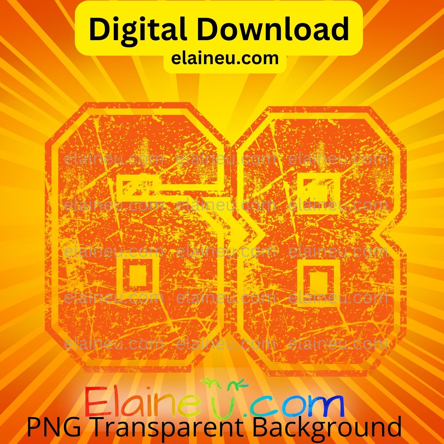 Digital download graphic with a QR code on an orange background, featuring the brand 'Elaine U'.