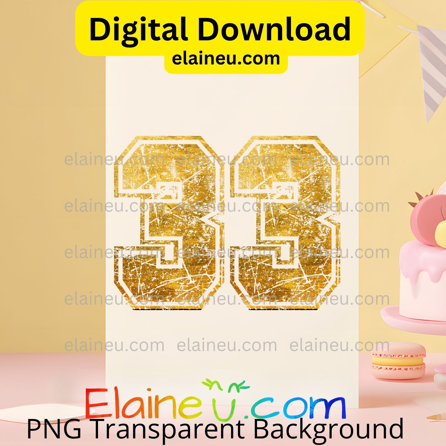 Gold Grunge Varsity Numbers | Digital Download 0–9 | Distressed Athletic Number Design, EU-N-697