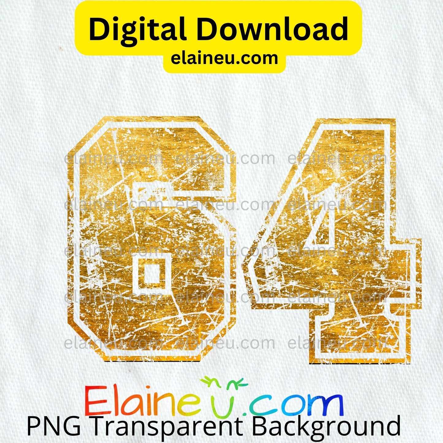 Gold Grunge Varsity Numbers | Digital Download 0–9 | Distressed Athletic Number Design, EU-N-697