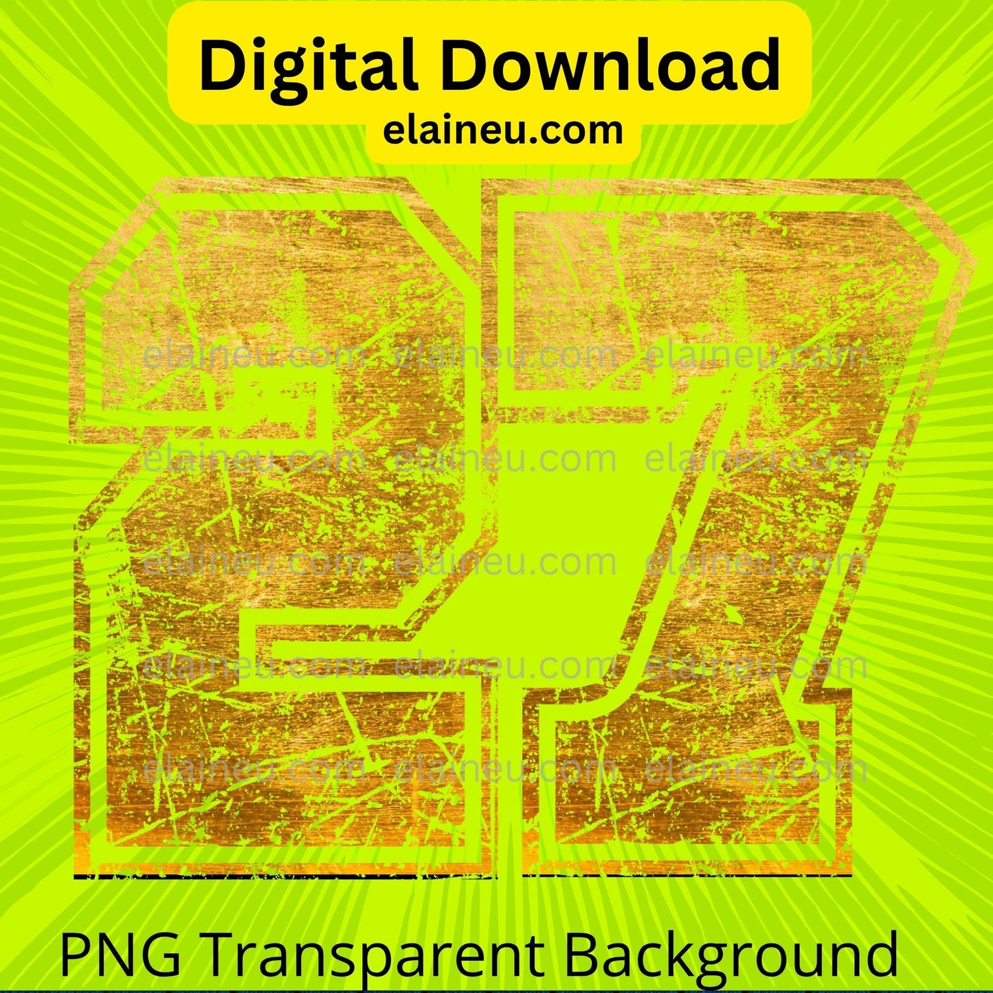 Gold Grunge Varsity Numbers | Digital Download 0–9 | Distressed Athletic Number Design, EU-N-697