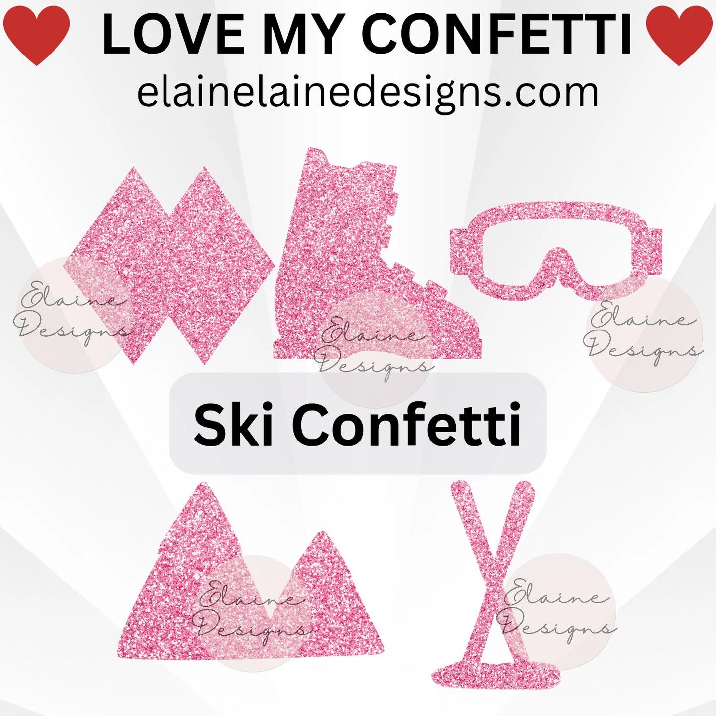 Ski Confetti – Winter Party Decor with Skis, Boots, Goggles, Mountains, and Double Black Diamonds, EED-C-12