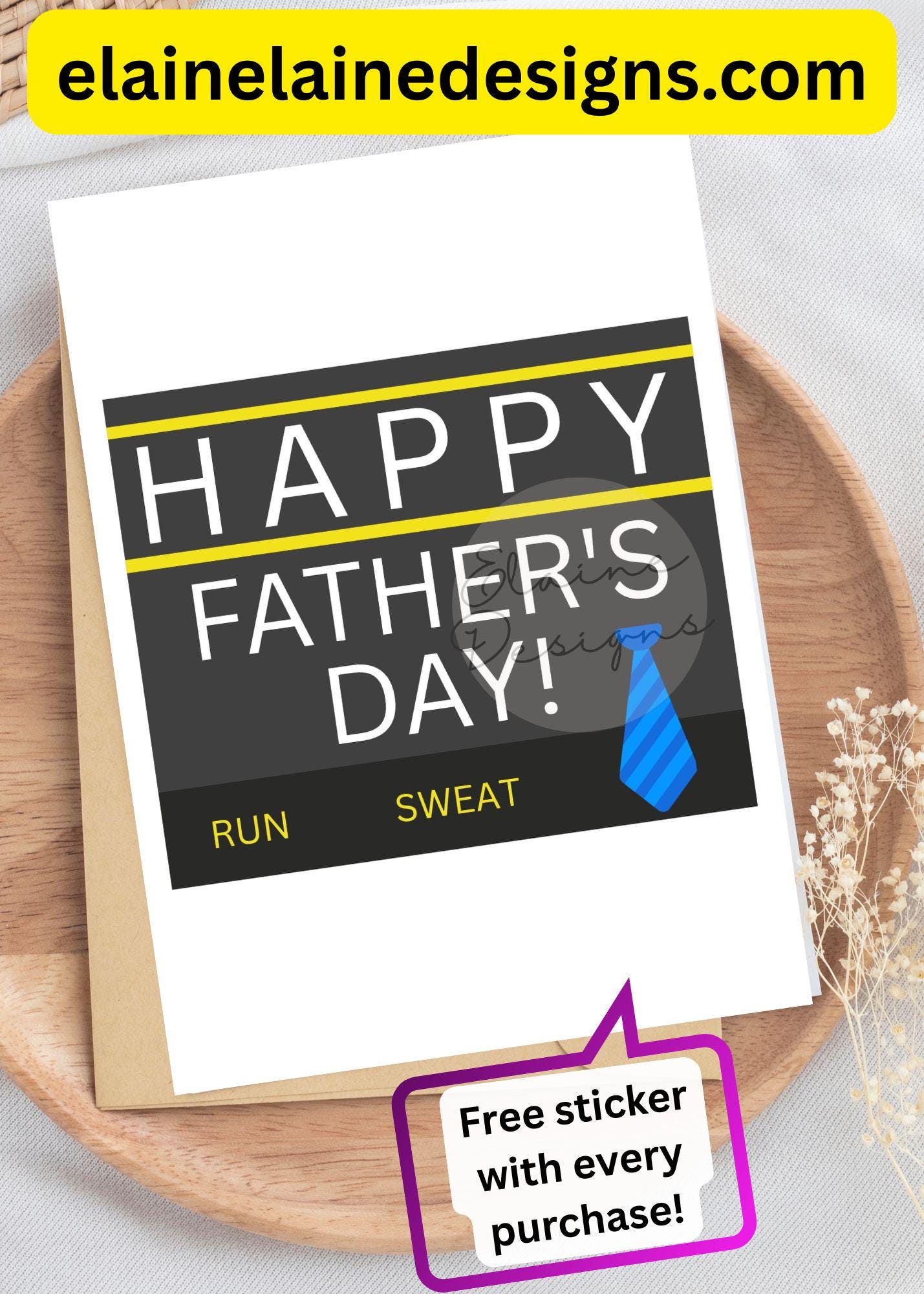 HYROX Dad Father’s Day Card – Funny Fitness Card | Run. Sweat. Tie. | CrossFit; Gym Gift, EED-CARDS-24