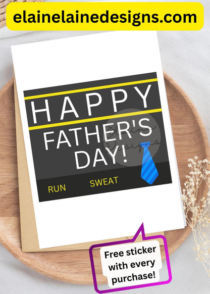 HYROX Dad Father’s Day Card – Funny Fitness Card | Run. Sweat. Tie. | CrossFit; Gym Gift, EED-CARDS-24