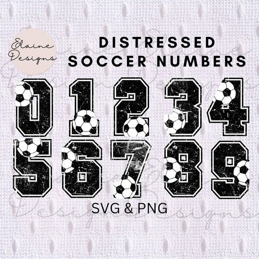 Soccer and Football Varsity Numbers 0-9 | Grunge Sports Numbers with Soccer and Football Detail | PNG Digital Download, EED-N-402