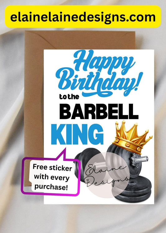 Happy Birthday to the Barbell King Card | Fitness Birthday Card | HYROX CrossFit Gym Gift, EED-CARDS-32