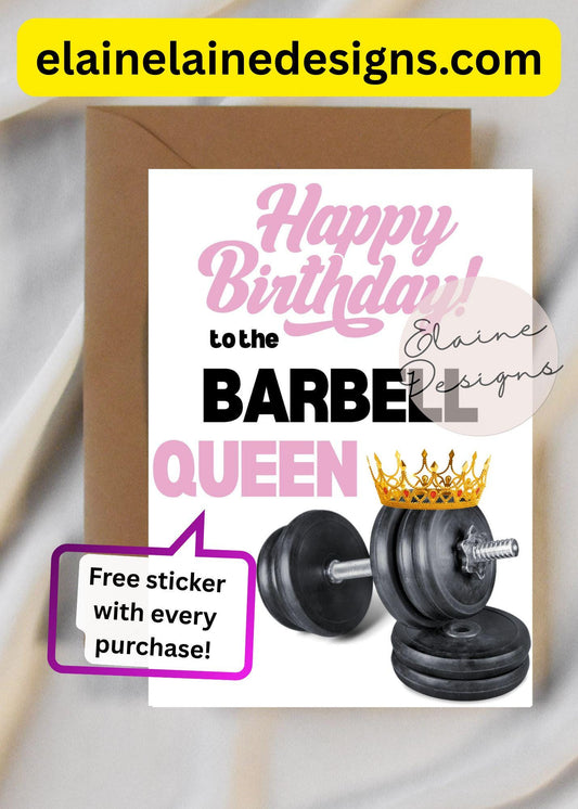 Happy Birthday to the Barbell Queen Card | Fitness Birthday Card | HYROX CrossFit Gym Gift, EED-CARDS-33