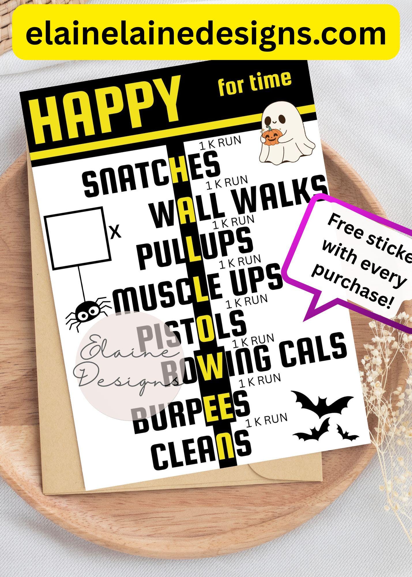 Happy Halloween WOD Card – CrossFit &amp; Hyrox Fitness Gift | Funny Workout Greeting | Free Sticker, EED-CARDS-23
