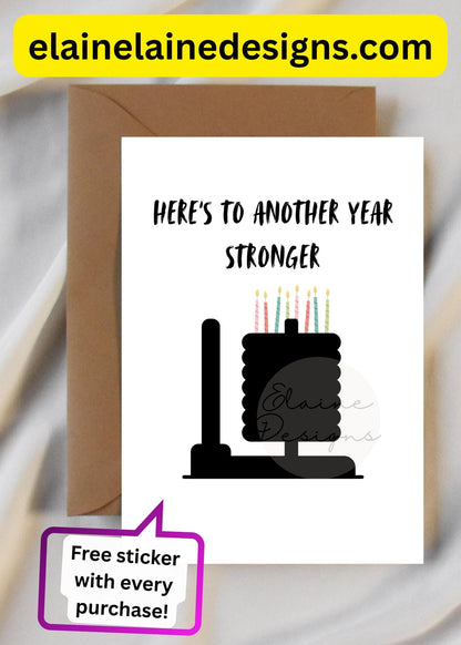 Hyrox Birthday Card – Funny Sled Push with Candles | Fitness WOD Birthday Card | Free Sticker, EED-CARDS-11