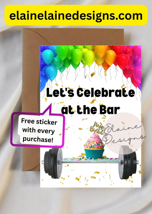 Let's Celebrate at the Bar Birthday Card | Fitness Birthday Card | HYROX CrossFit Gym Gift, EED-CARDS-31