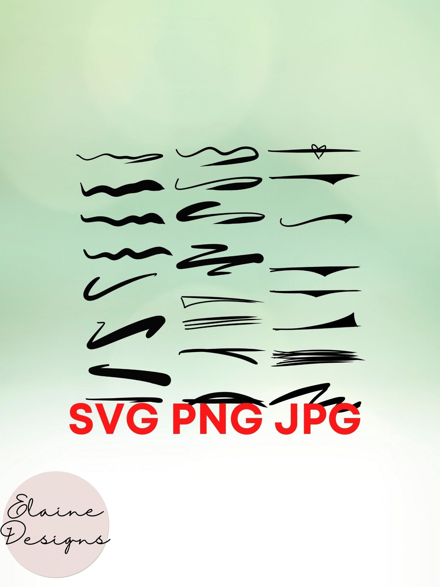 Handdrawn Lines &amp; Swoosh Clipart Bundle | Squiggly, Wavy, Cross Out, Scribble Underlines, EED-Lines-141