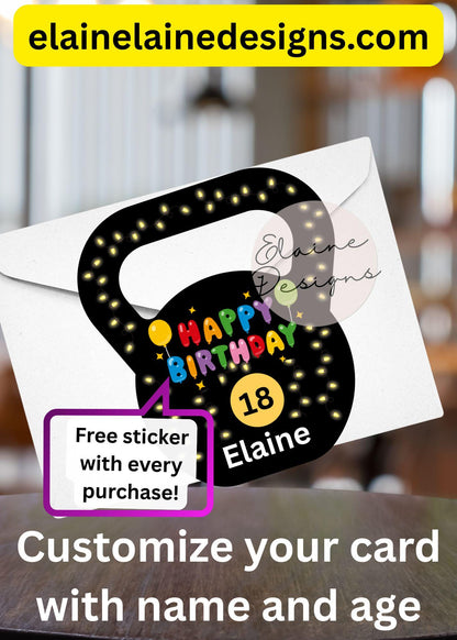 Custom Kettlebell Birthday Card | Personalized Fitness Birthday Card | HYROX CrossFit Gym Gift, EED-CARDS-28