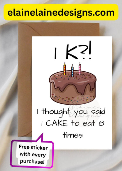 Hyrox Birthday Card – 1K Run vs 1 Cake | Funny Fitness WOD Birthday Card | Free Sticker, EED-CARDS-12