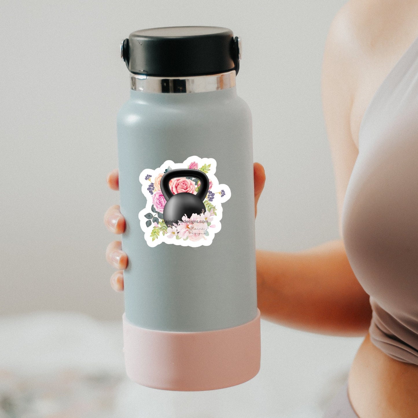 Floral Kettlebell Sticker – Fitness Sticker for Women and girls, Crossfit and Hyrox athletes, Kettlebell stickers, women who lift, EED-Crossift-51