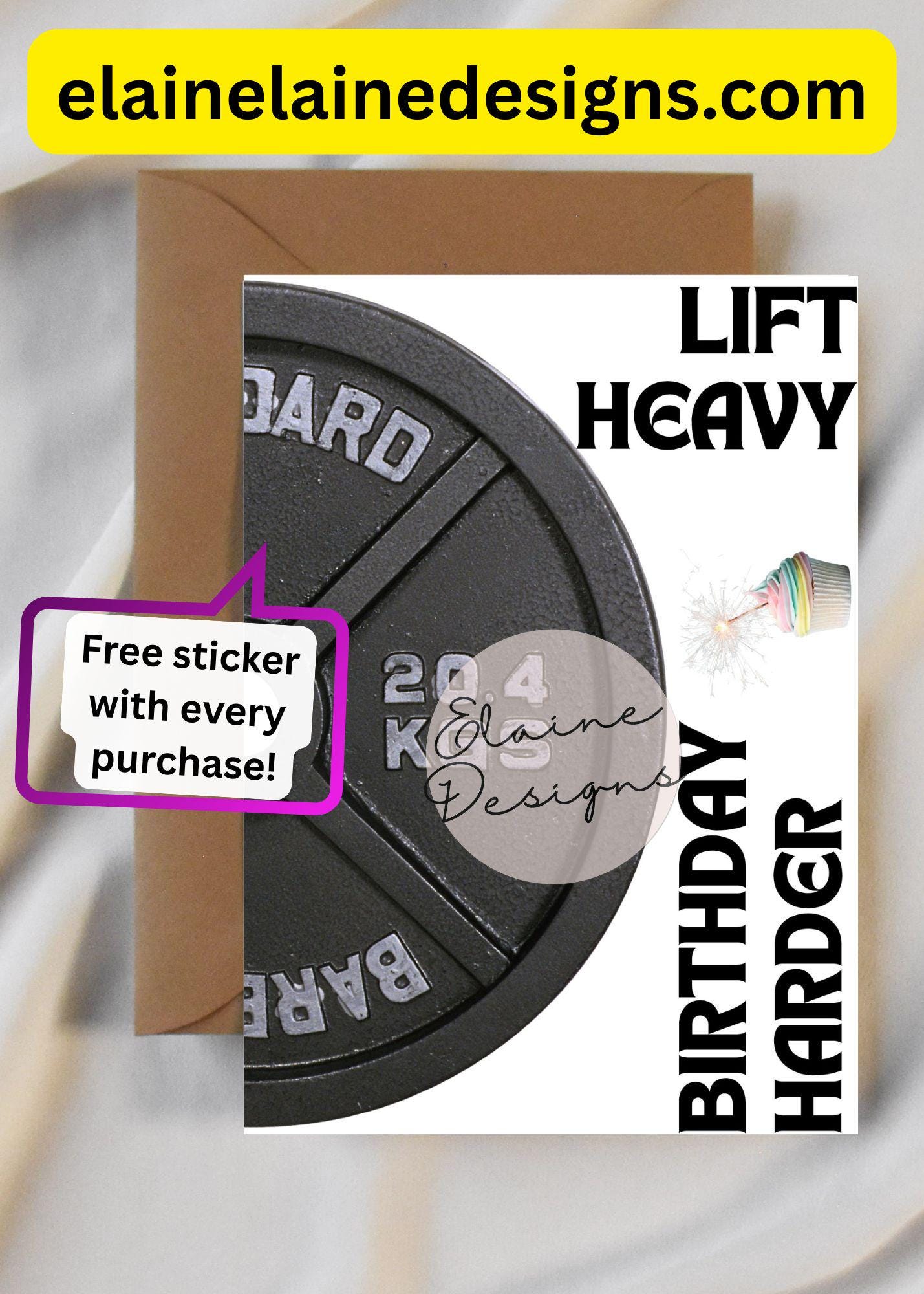 Lift Heavy Birthday Harder Card | Bumper Plate Fitness Birthday Card | HYROX CrossFit Gym Gift, EED-CARDS-30