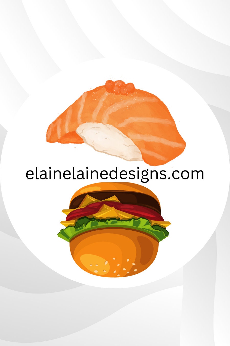 Tennis Spin Stickers – Fast Food Theme (Sushi or Hamburger, Instant Noodles or Pasta, Tacos or Ramen, Pancakes or Pizza), Tennis Butts, Tennis Party, Pickleball Stickers, EED-SPIN-111