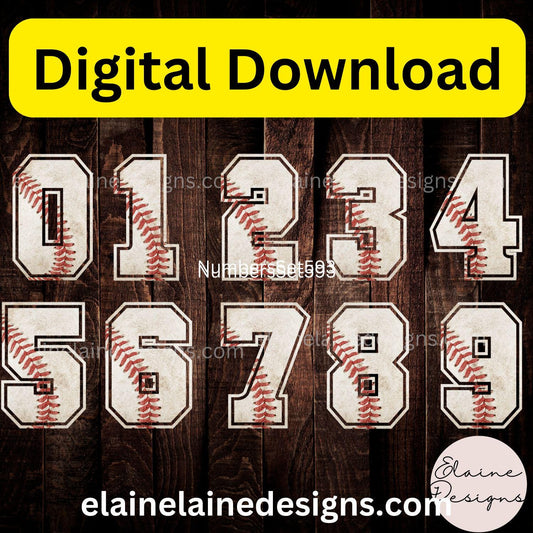 Baseball & Softball Varsity Numbers Clipart – Numbers with Baseball Inside | PNG & JPG, EED-N-594
