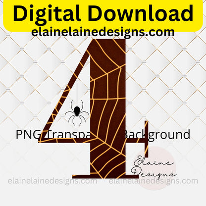Halloween Spider Web Numbers Clipart – Scary Numbers with Hanging Spiders | PNG, EED-N-565