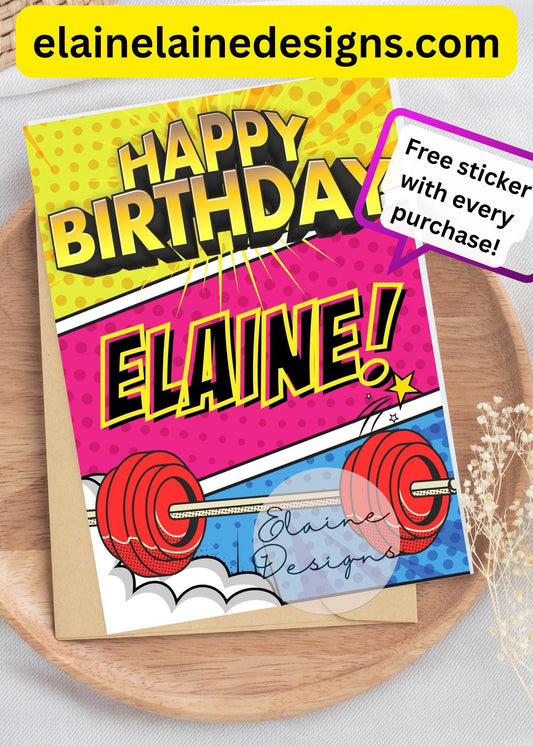 Personalized Comic-Style Fitness Birthday Card | HYROX CrossFit Gym Gift | Custom Name, EED-CARDS-39