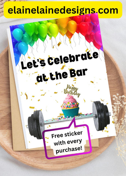 Let's Celebrate at the Bar Birthday Card | Fitness Birthday Card | HYROX CrossFit Gym Gift, EED-CARDS-31