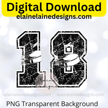 Hockey Numbers 0-9 | Varsity Style Grunge Distressed | Hockey Jerseys, Teams, Parties, DIY Crafts, EED-N-587