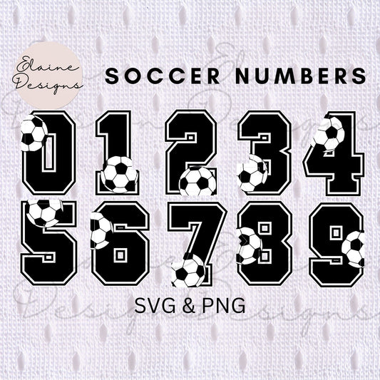 Soccer or Football Varsity Numbers 0-9 | Grunge Sports Numbers with Soccer Ball or Football | PNG Digital Download, EED-N-401