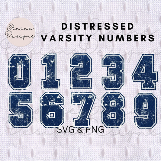 Blue Grunge Distressed Varsity Numbers 0-9 | PNG Sports Numbers for Soccer, Volleyball, Hockey &amp; Team Events, EED-N-396