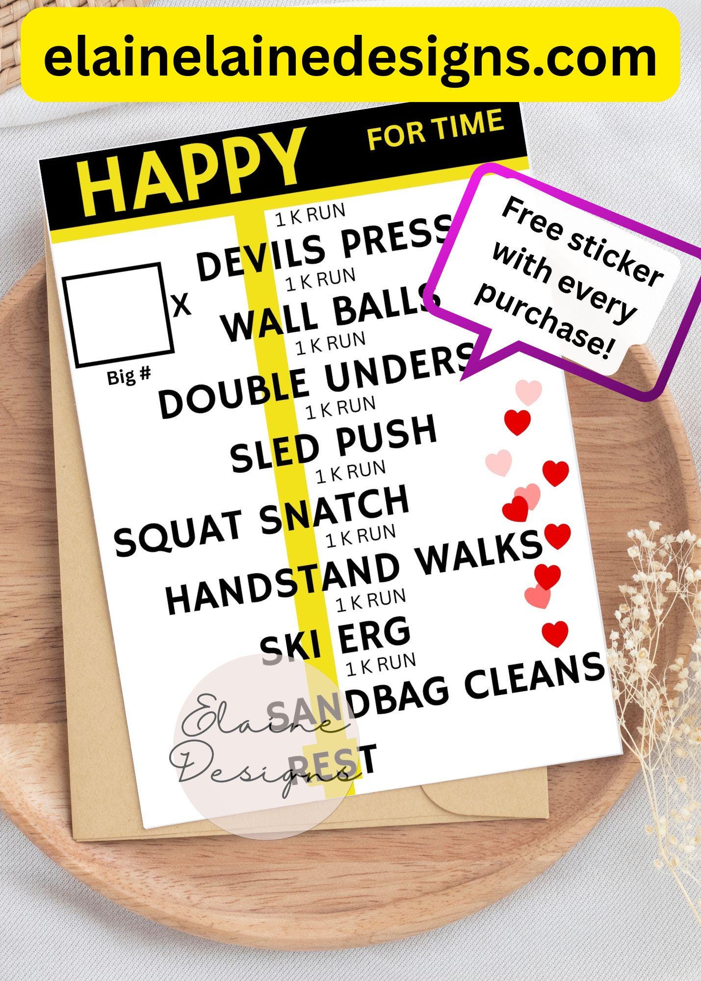 Hyrox Valentine’s Card – Funny Fitness WOD Workout Card | CrossFit Valentine’s Gift | Free Sticker, EED-CARDS-20