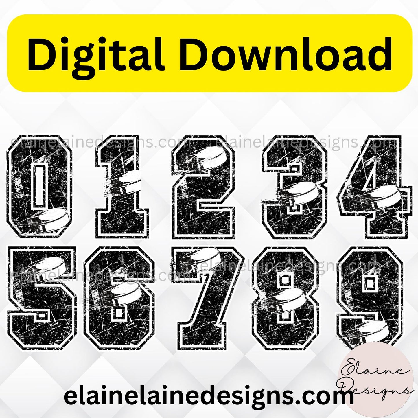 Hockey Numbers 0-9 | Varsity Style Grunge Distressed | Hockey Jerseys, Teams, Parties, DIY Crafts, EED-N-587