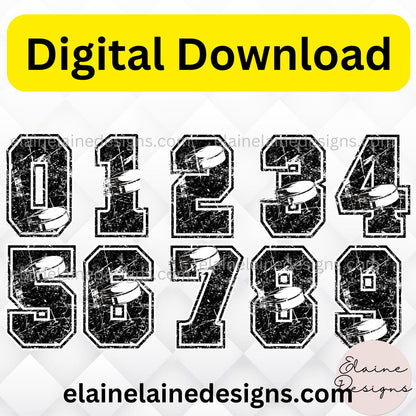 Hockey Numbers 0-9 | Varsity Style Grunge Distressed | Hockey Jerseys, Teams, Parties, DIY Crafts, EED-N-587