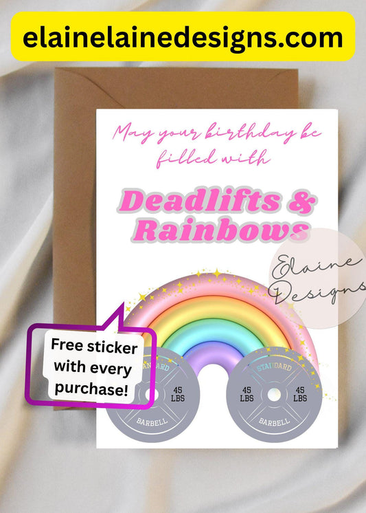 Hyrox Birthday Card – CrossFit and Fitness Greeting with Rainbow and Barbell, EED-CARDS-52